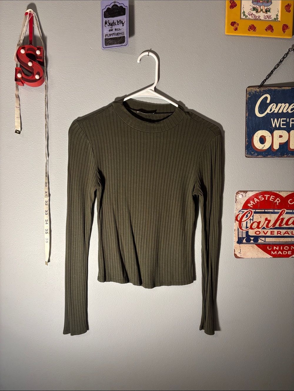 green ribbed turtleneck long sleeve top Ambiance Olive Ribbed Long Sleeve Top